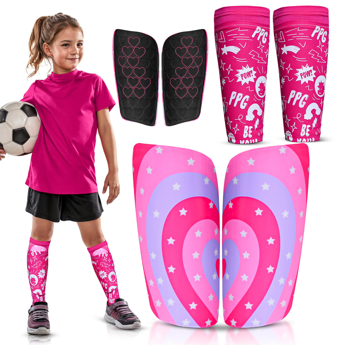 Kids’ Soccer Shin Guards with Sleeves – Protective Shin Pads for Boys & Girls Ages 3–10+