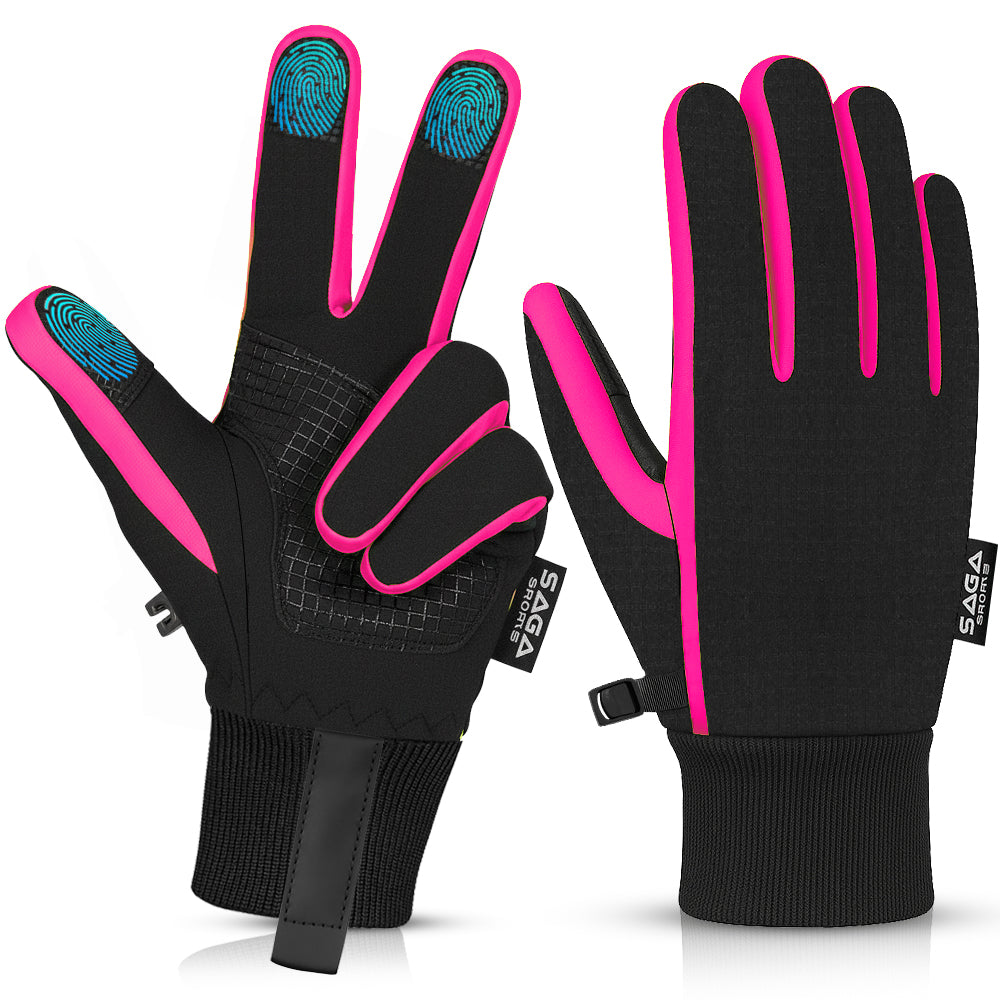 Kids Gloves Winter Waterproof Windproof Black Gloves for Boys & Girls, Touchscreen Warm Quilt Lined Youth Glove