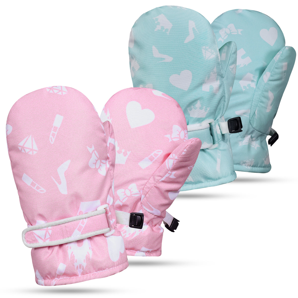 Kids Winter Mittens Gloves – Pink & Sea Green