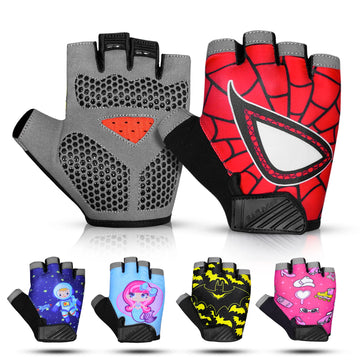 Kids’ Half-Finger Cycling Gloves – Non-Slip Padded Bike Gloves for Boys & Girls