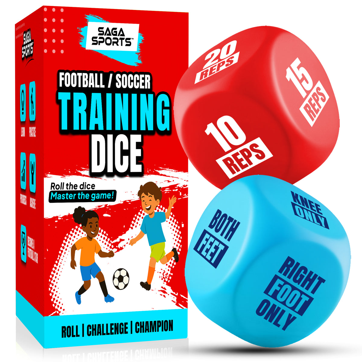 Training Dice - Blue & Green Soccer Practice Equipment for Kids