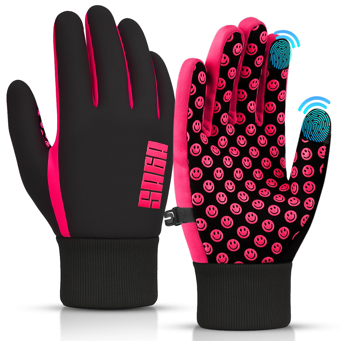 Kids Full Finger Riding Gloves Bundle – Pink & Neon Green 2 Pair Pack