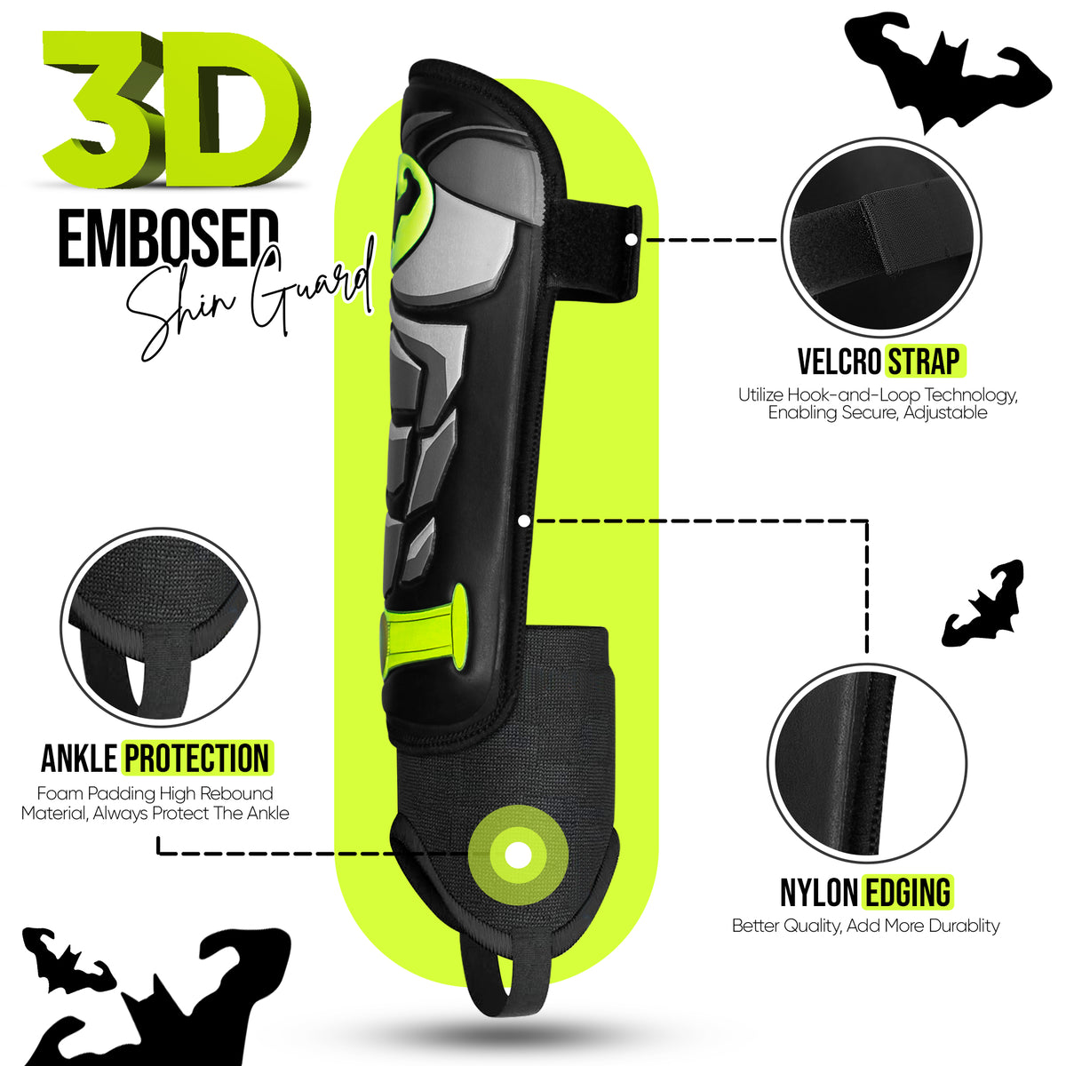 Shin Guards for Soccer with Ankle Strap
