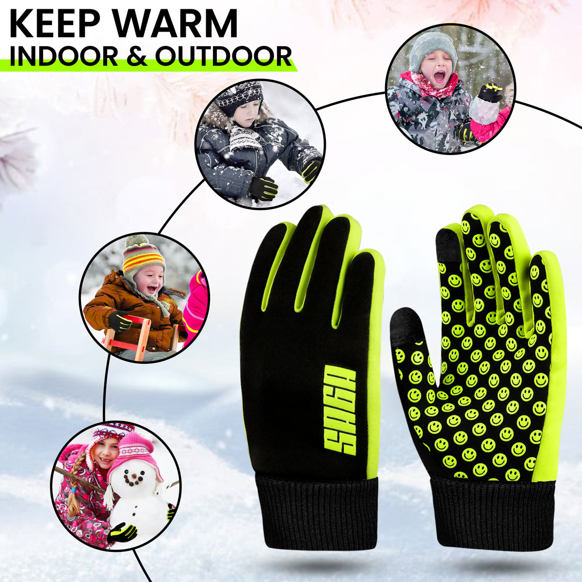 Kids Full Finger Riding Gloves Bundle – Pink & Neon Green 2 Pair Pack