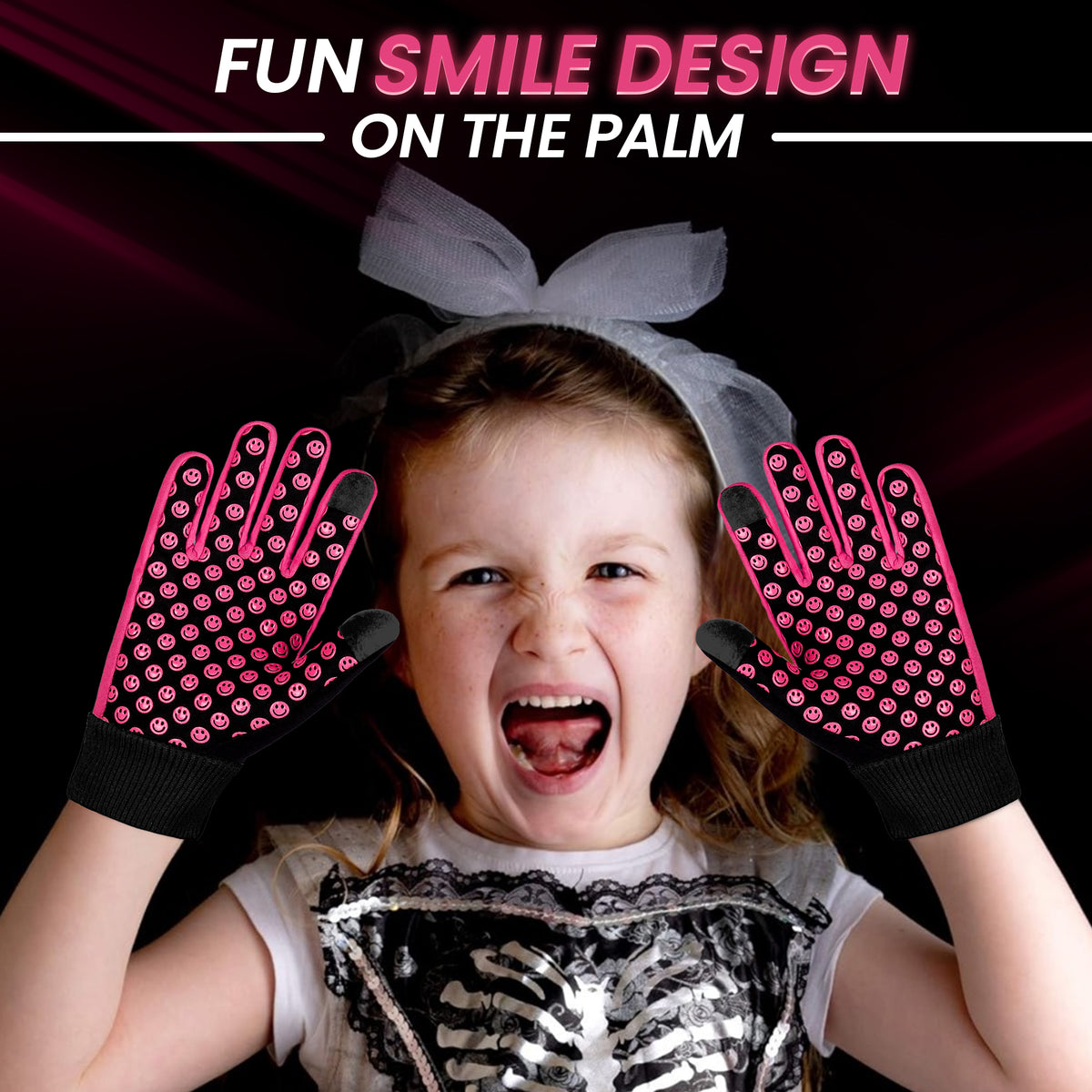 Kids Full Finger Riding Gloves Bundle – Pink & Neon Green 2 Pair Pack