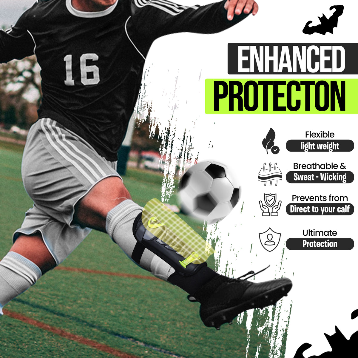 Shin Guards for Soccer with Ankle Strap