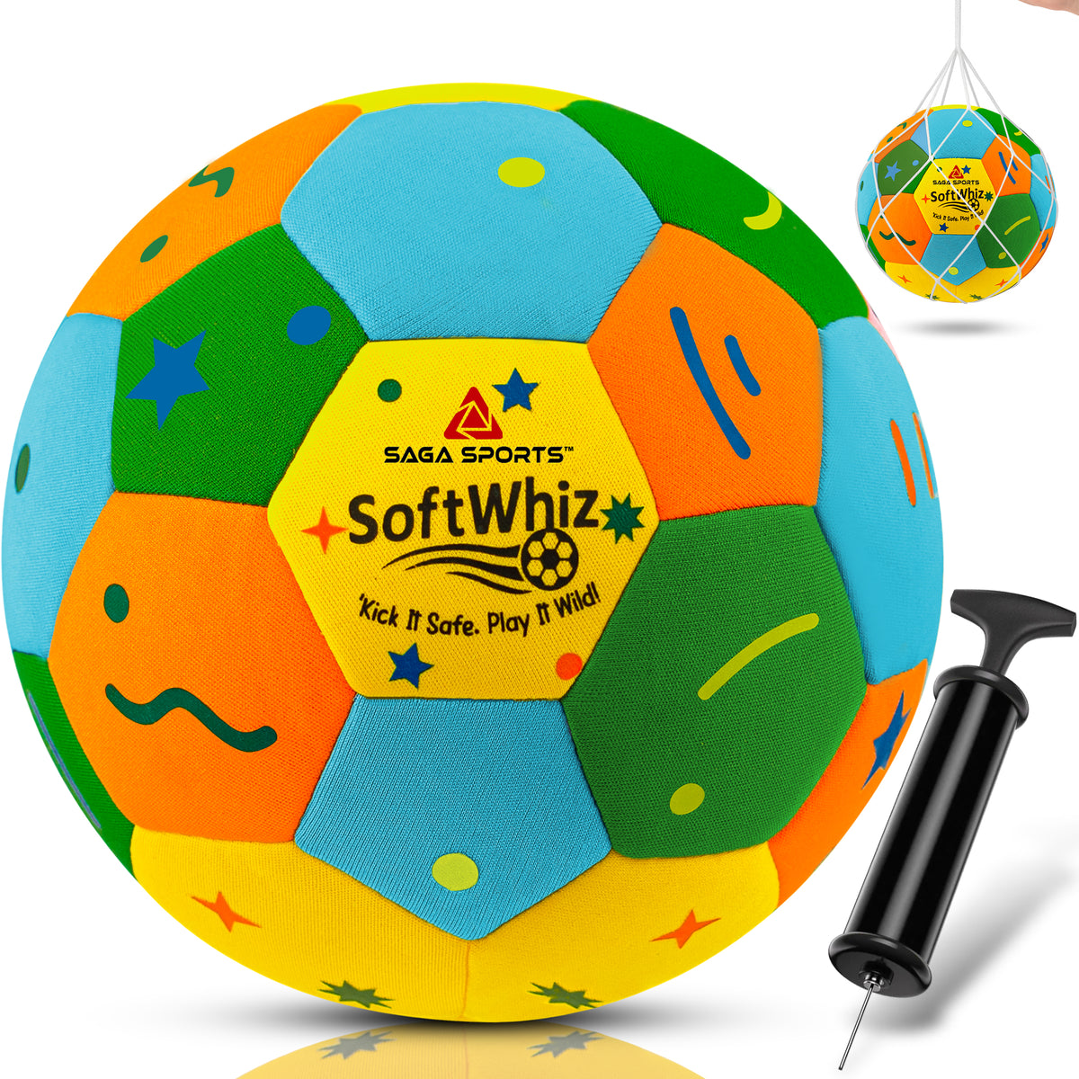 Kids Soft Ball Bundle - Volleyball & Indoor Soccer Ball with 2 Pumps