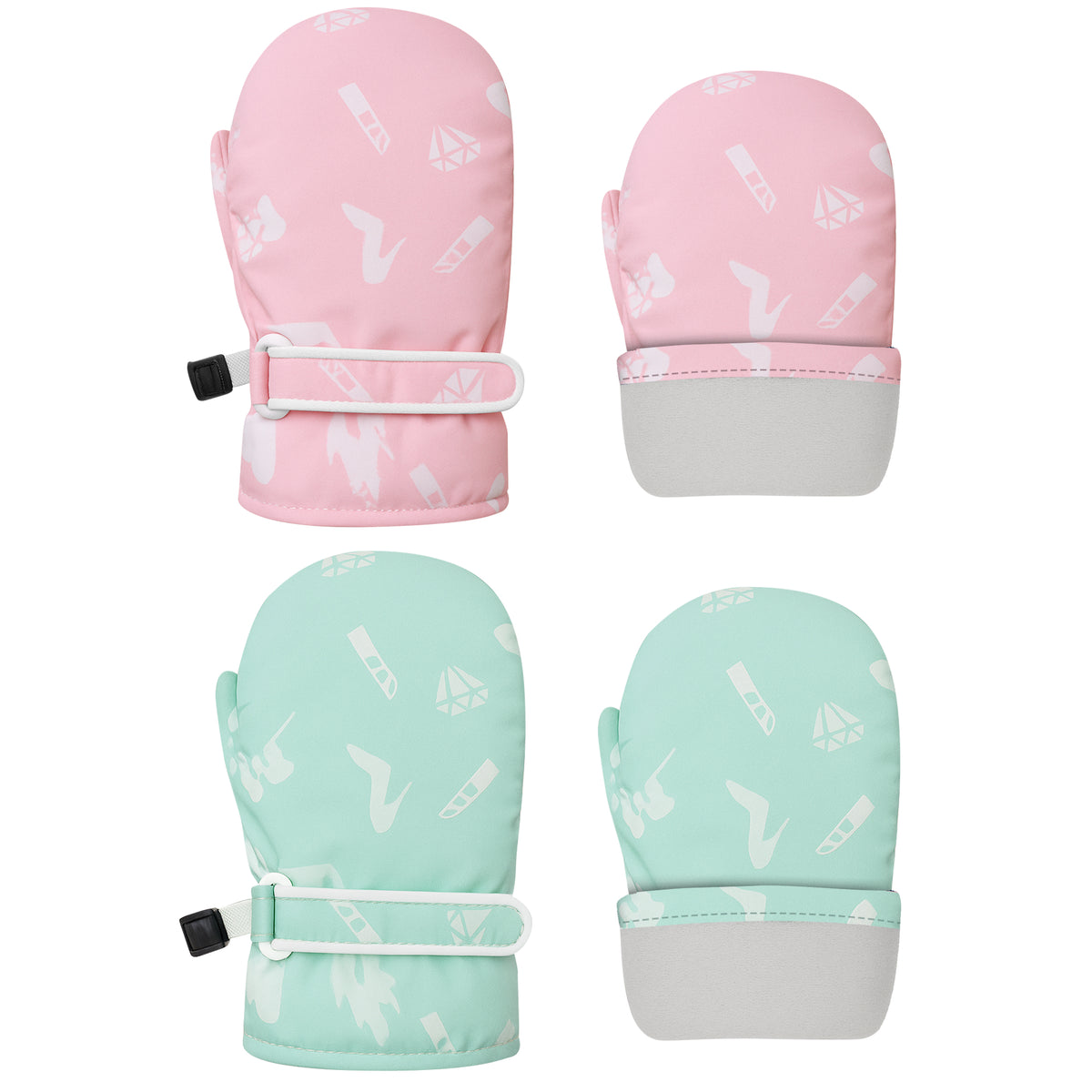 Kids Winter Mittens Gloves – Pink & Sea Green